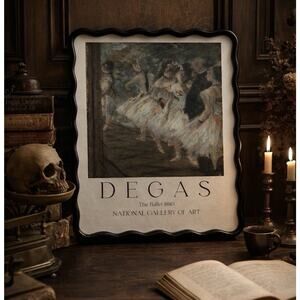 Rare Vintage Degas Ballet 1880 Framed Print Wavy Black Frame Plaque Wall Decor